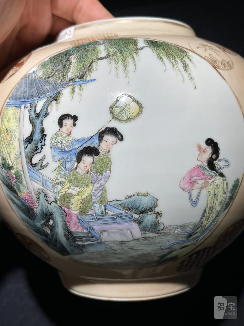 民国 粉彩人物纹皮灯一对 - 图15